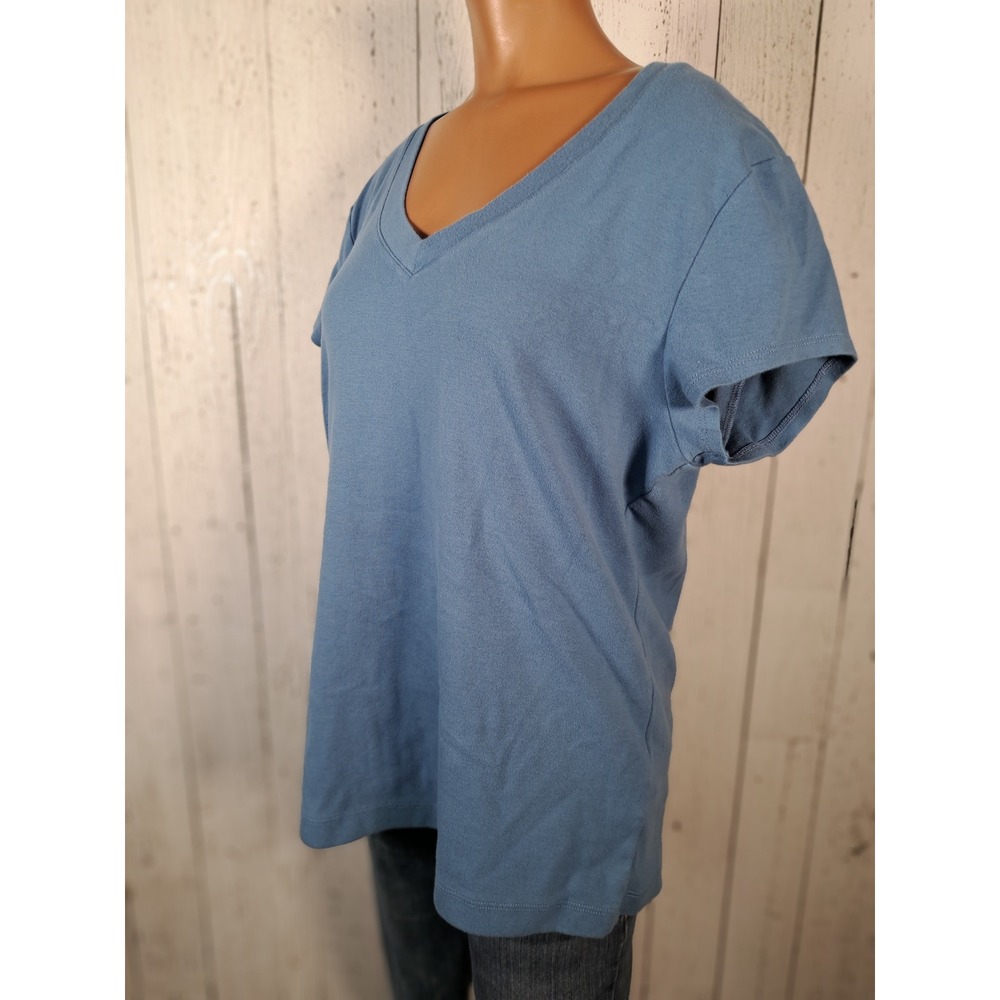 Chicosβ Blue V-Neck Short Sleeve Cotton Blend T-Shirt Size 3 Large XL RN 79984